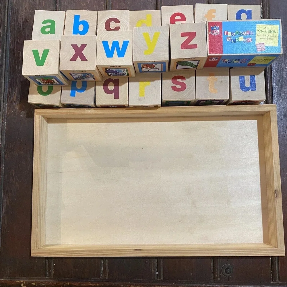 Licensed NFL Green Bay Packers Wood Alphabet ABC Picture Stacking Blocks
